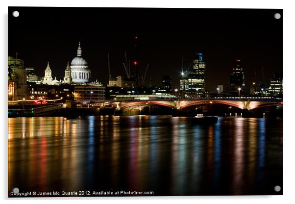 London Skyline at night Acrylic by James Mc Quarrie