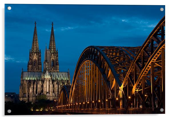 Cologne Cathedral and Bridge Acrylic by James Mc Quarrie