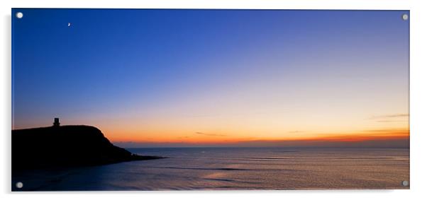 Sea, Sunset, Moon & Clavell Tower Acrylic by James Battersby