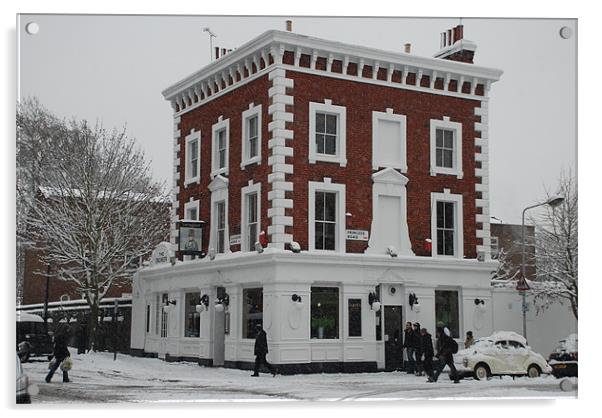 The Engineer Pub,Primrose Hill Acrylic by Liam Kearney