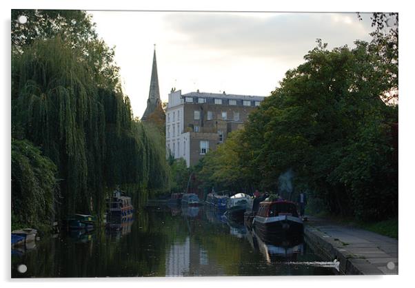 Regents canal on a summers evening Acrylic by Liam Kearney