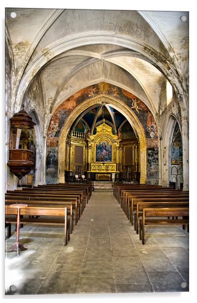 Sant-Luc Church Menerbes Acrylic by Jacqi Elmslie