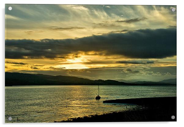 Yacht at Sunset Scotland Acrylic by Jacqi Elmslie