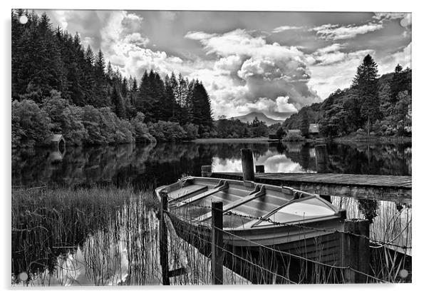 Loch Ard black and white Scotland Acrylic by Jacqi Elmslie