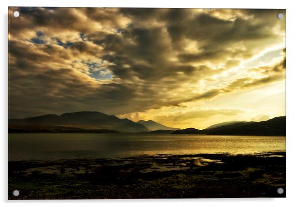  Sunset Over the Kyle of Durness Acrylic by Jacqi Elmslie