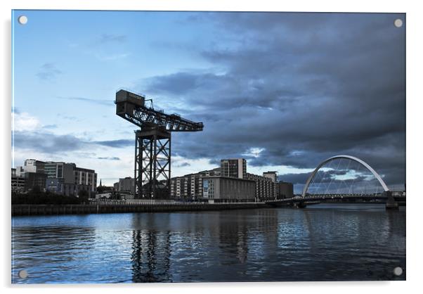 Finnieston Quay Reflections Glasgow Acrylic by Jacqi Elmslie