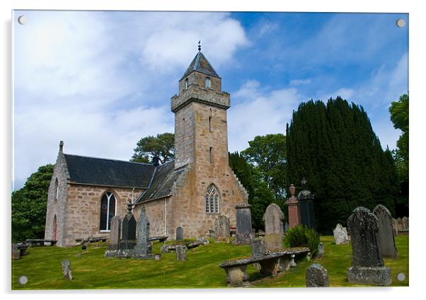 Cawdor Church and Graveyard Acrylic by Jacqi Elmslie