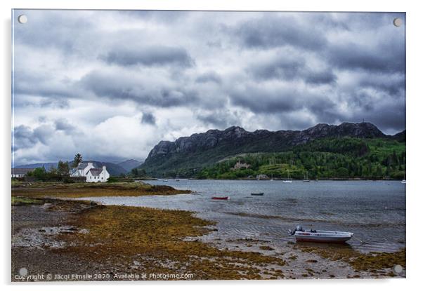 Storm Brewing Over Plockton Acrylic by Jacqi Elmslie