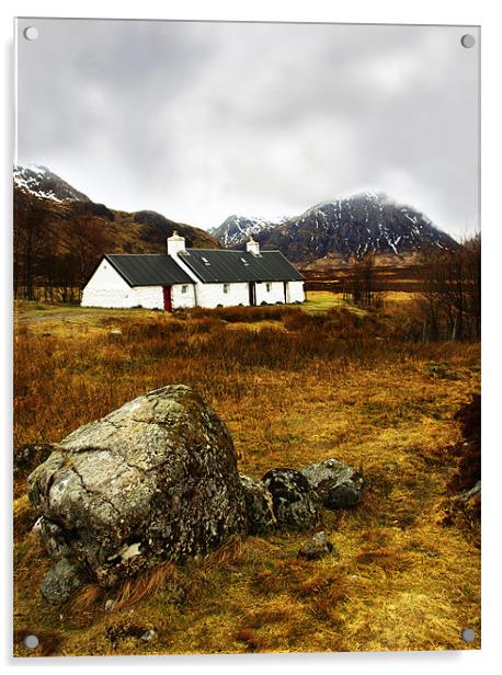 Black Rock Cottage, Glencoe, Scotland Acrylic by Jacqi Elmslie