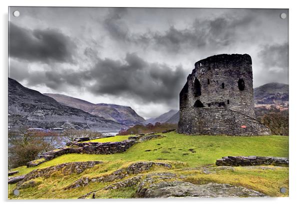 Dolbadarn Castle Acrylic by Jim kernan
