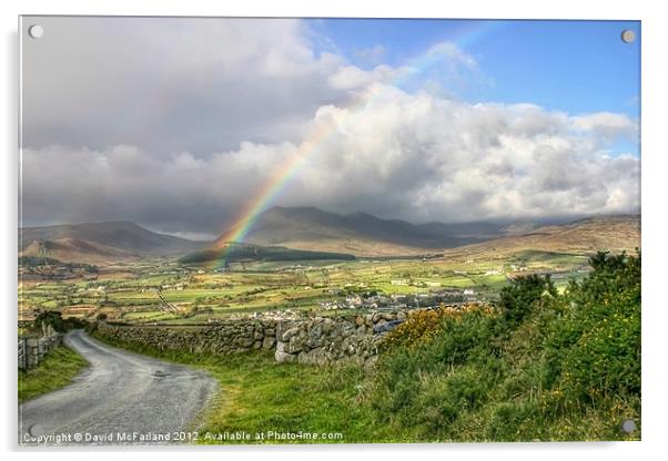 Majestic Rainbow Over Mourne Valley Acrylic by David McFarland