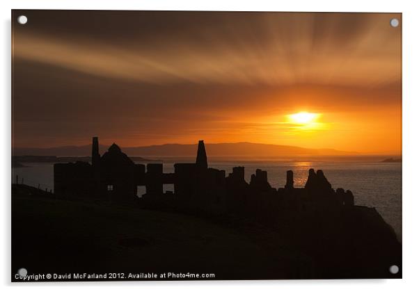 Dunluce Castle sunset Acrylic by David McFarland