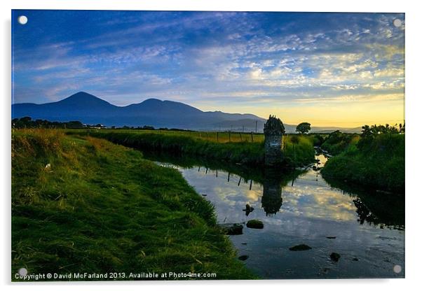 Stunning Sunset View of the Mourne Mountains from  Acrylic by David McFarland
