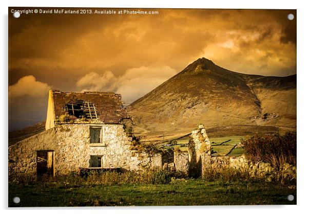 Derelict Homestead in Mountains of Mourne, County  Acrylic by David McFarland