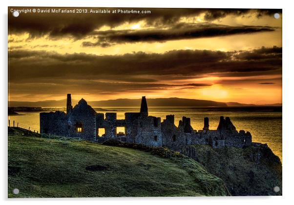 Dunluce Castle Sunset Acrylic by David McFarland