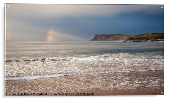 Fair Head Rainbow, Ballycastle Acrylic by David McFarland