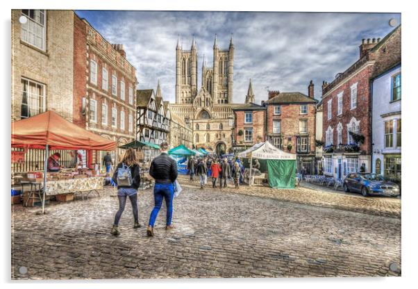 Lincoln Market and Cathedral Acrylic by Martin Parkinson