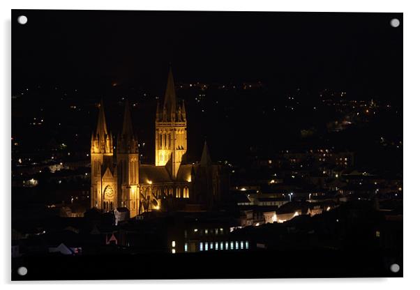 Illuminated Truro Cathedral Acrylic by Brian Roscorla
