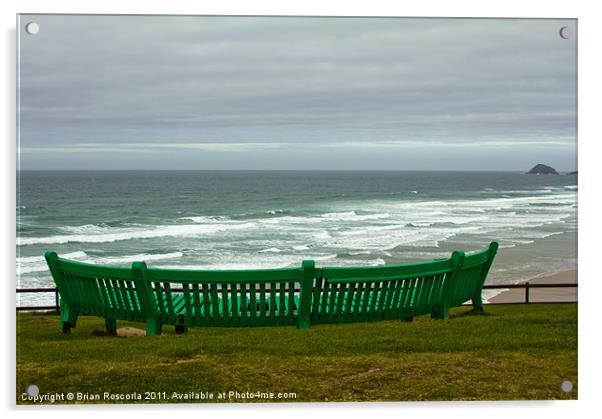 #Perranporth Seat With a View Acrylic by Brian Roscorla