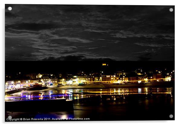 #St Ives Christmas Lights Acrylic by Brian Roscorla