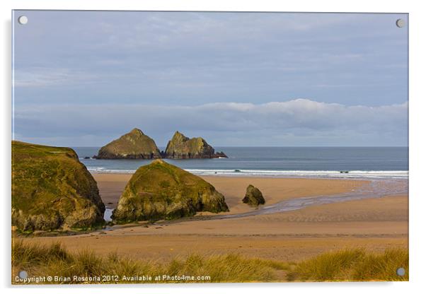 Cornish Seascape Holywell Bay Acrylic by Brian Roscorla