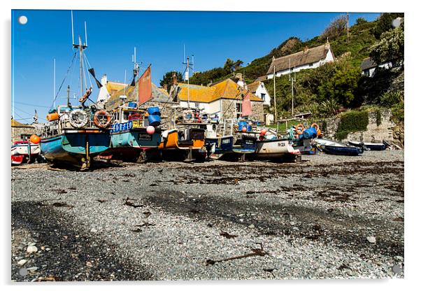 Cadgwith Cove Acrylic by Brian Roscorla