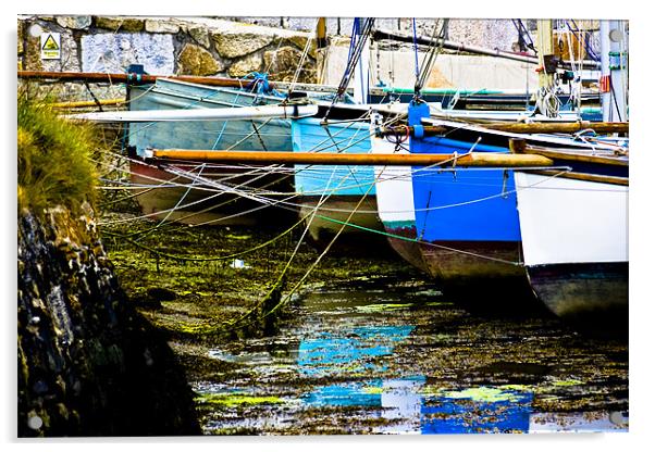 Oyster Boats Laid up at Mylor Acrylic by Brian Roscorla