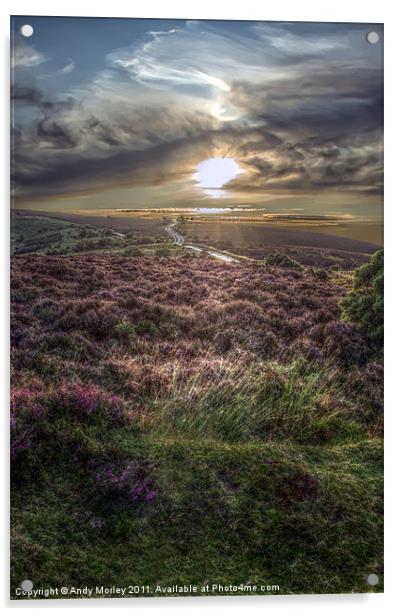 Sunset over Exmoor Acrylic by Andy Morley