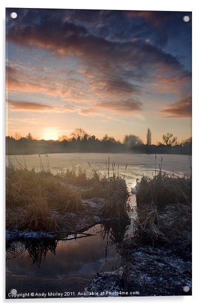 Bedworth Sloughs Sunrise Acrylic by Andy Morley