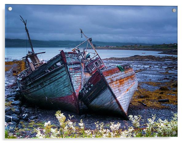 Boat Wrecks On Mull Acrylic by Aj’s Images