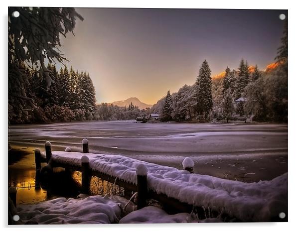 Loch Ard, Winter Sunset Acrylic by Aj’s Images
