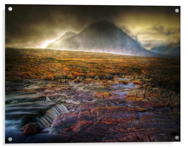 Golden Skies Of Glen Coe Acrylic by Aj’s Images
