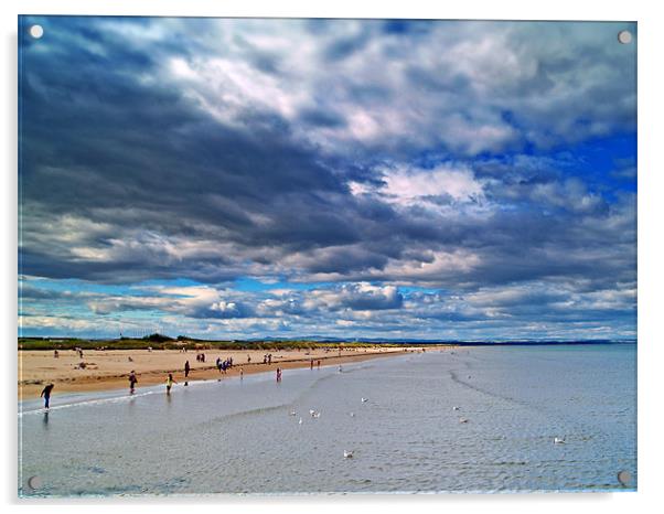 Summer Clouds At St.Andrews Beach, Scotland. Acrylic by Aj’s Images