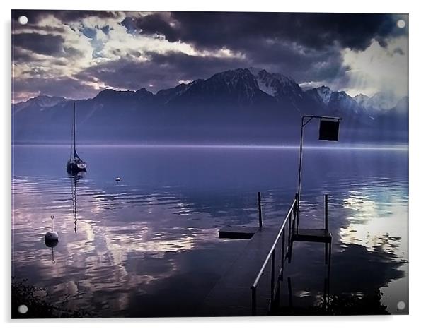 Ripples on Lake Geneva, Switzerland. Acrylic by Aj’s Images