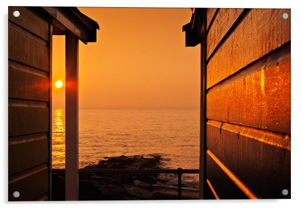 Beach hut sunrise Acrylic by Stephen Mole