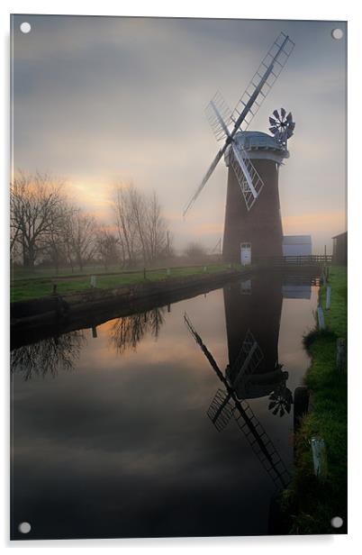 Reflecting on Horsey Mill Acrylic by Stephen Mole