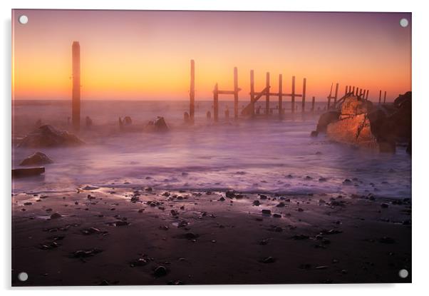 Sunrise at Happisburgh in Norfolk Acrylic by Stephen Mole