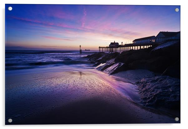 Blue dawn over Southwold Pier Acrylic by Stephen Mole