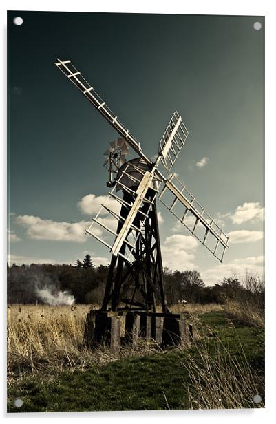 Boardman's Windmill, Post Mill, How Hill Acrylic by Stephen Mole