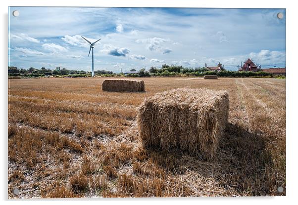 Wind power and straw bales Acrylic by Stephen Mole