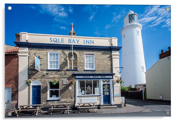 Sole Bay Inn Lighthouse Acrylic by Stephen Mole