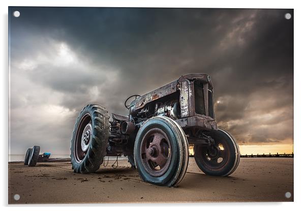 Tractor at Overstrand Acrylic by Stephen Mole