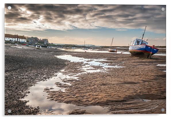 Tides out at Burnham Overy Staithe Acrylic by Stephen Mole