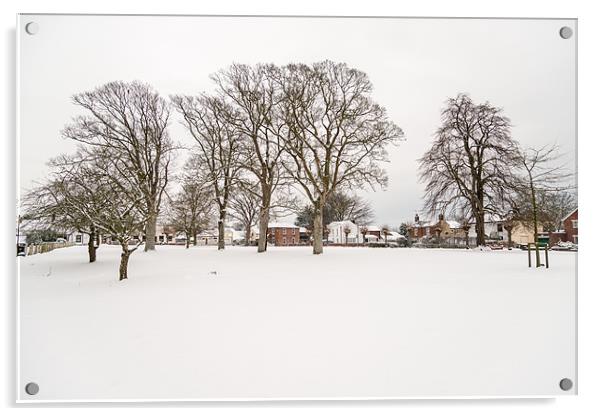 Ormesby Village Green in the Snow Acrylic by Stephen Mole