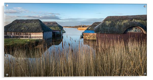 Hickling Broad Boat Sheds Acrylic by Stephen Mole