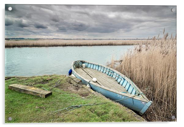 Dinghy on the Bure Acrylic by Stephen Mole