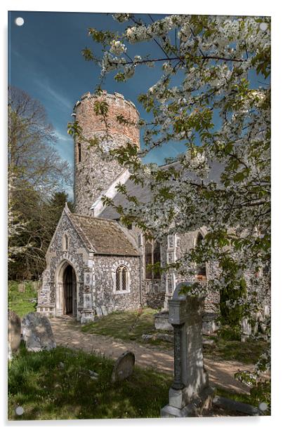 Burgh Castle Church Acrylic by Stephen Mole