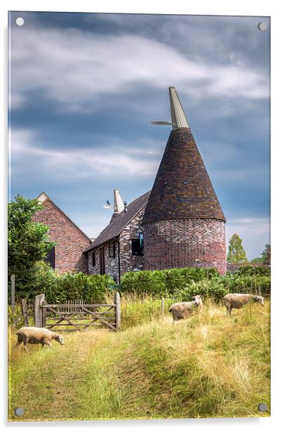 Moorden Oast House Acrylic by Stephen Mole