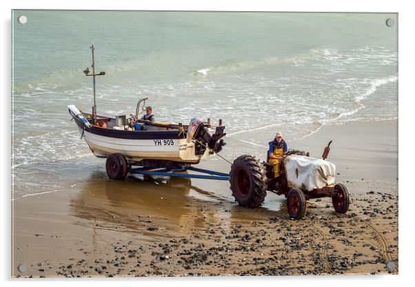 Fishing boat at Overstrand Acrylic by Stephen Mole