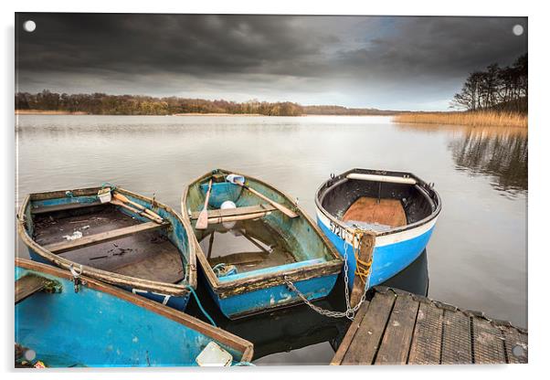 Boats at Filby Broad Acrylic by Stephen Mole